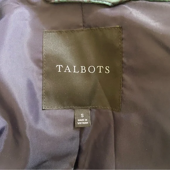 Talbots Quilted Puffer Jacket Women's S Green Tartan Plaid Barn Old Money Preppy - Picture 14 of 15